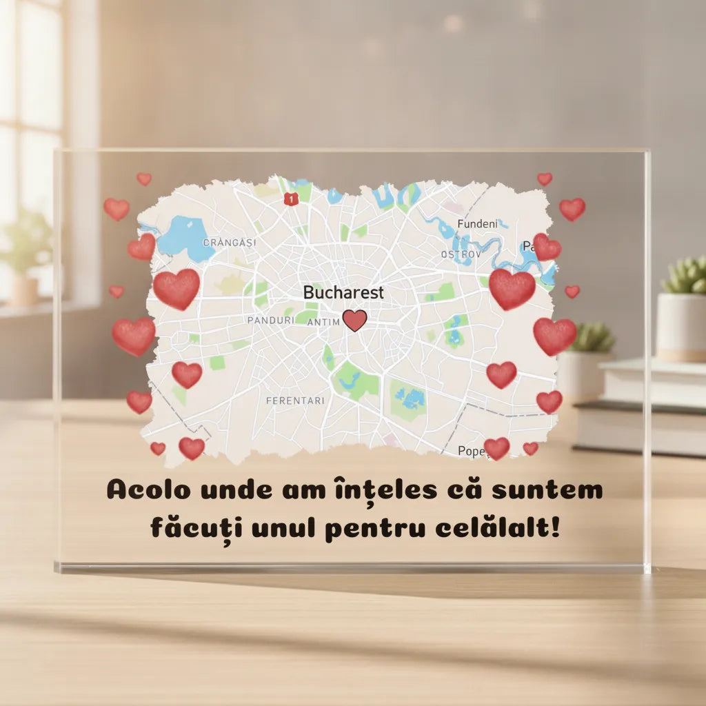 Hartă cu text - plachetă acrilică