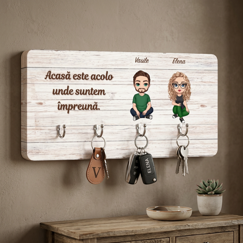 Cuier pentru chei cu avatarurile dvs. - doi tineri