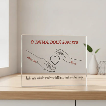O inimă, două suflete - plachetă acrilică