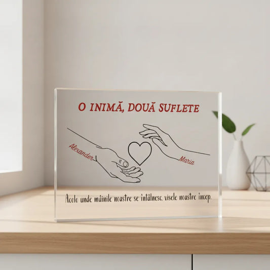 O inimă, două suflete - plachetă acrilică